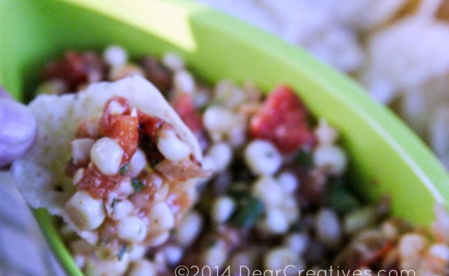 Corn Salsa on a chip