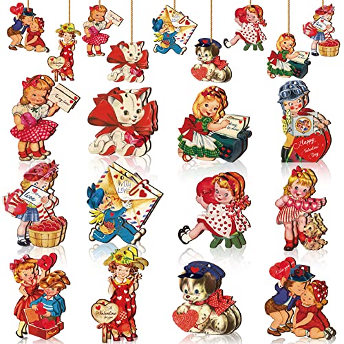 24 Pcs Vintage Valentine Day Ornaments for Tree Valentine's Signs