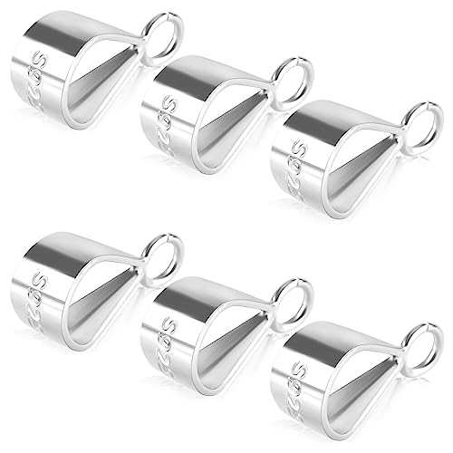 6pcs Pendant Clasp Bail Connector, S925 Sterling Silver Necklace Pendant