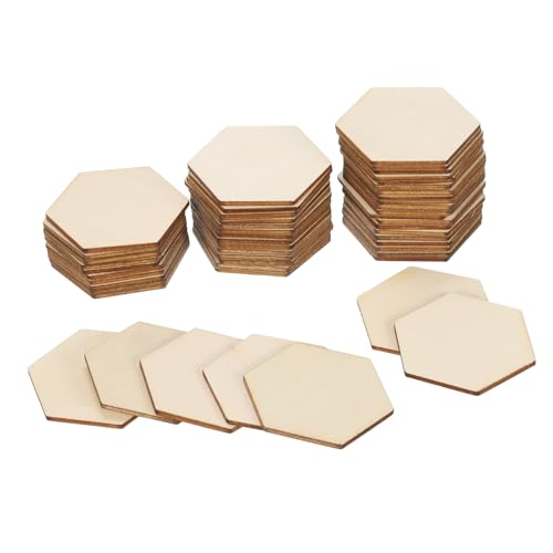 PATIKIL 2 Inch Unfinished Hexagon Wood Slices, 50 Pack Blank