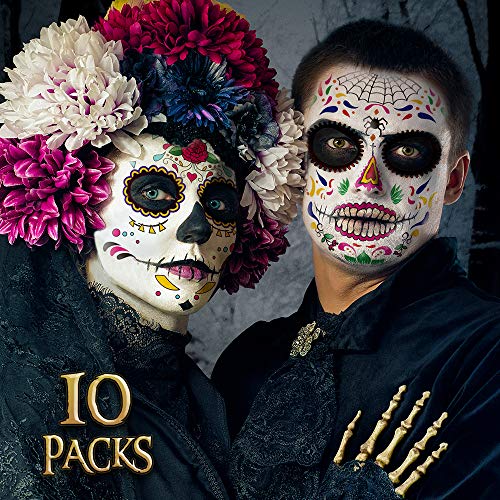 Day of the Dead Face Tattoos Makeup- Halloween Costume for