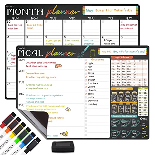 Magnetic Dry Erase Monthly Calendar And Menu Board - 17"x12"