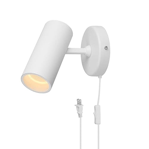 Aisilan LED Adjustable Plug in Wall Spotlight, 12W White Modern