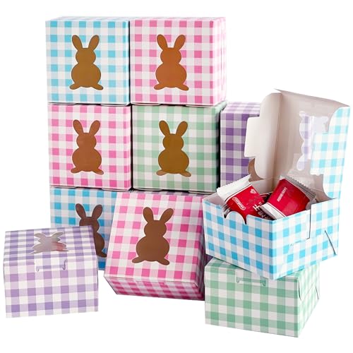 12 Pack 4x4x2.6 Inches Colorful Bunny Boxes with Window, Buffalo