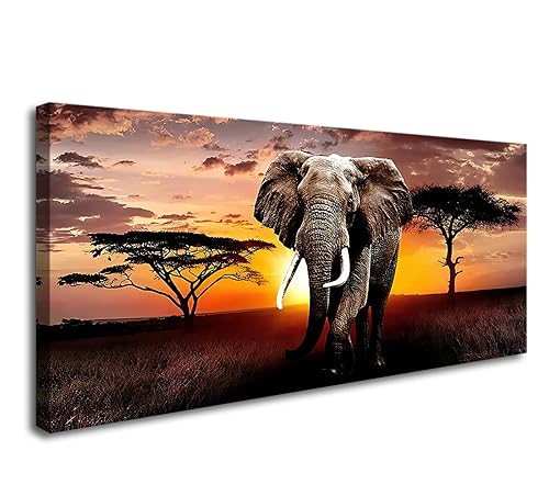 XXMWallArt FC3050 Canvas Wall Art Elephant Picture African Wild Animals