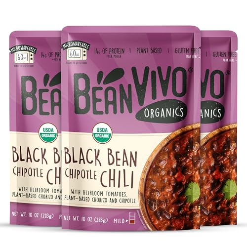 BeanVIVO (Pack of 3) Organics Plant based Black Beans Chipotle