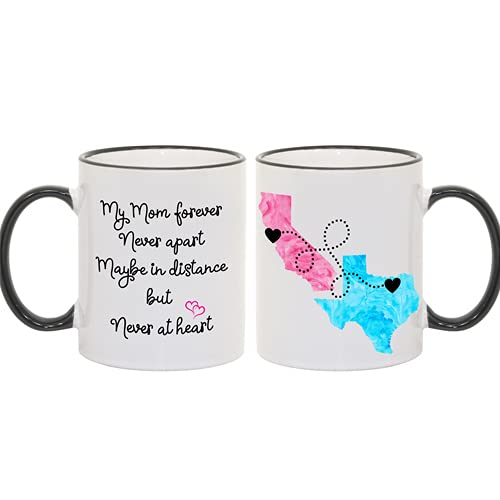 Mom, Personalized Long Distance Coffee Mug, Mother's Day Gift, States