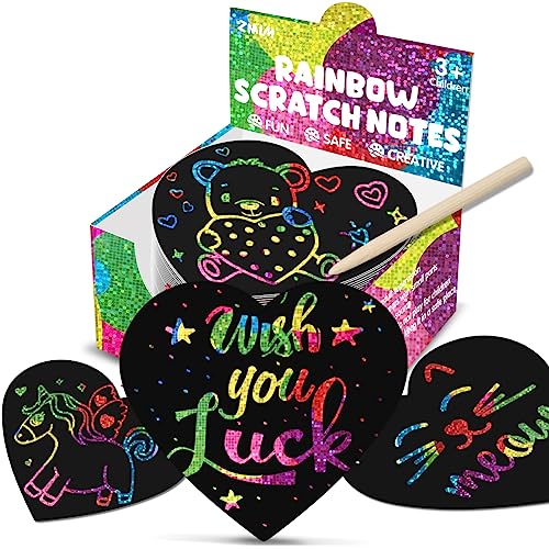 ZMLM Scratch Art Mini Notes Kids - 160 Heart Holographic