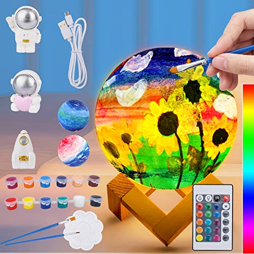 Minleway 16 Colors Rechargeable Paint Your Own Moon Lamp Kit,