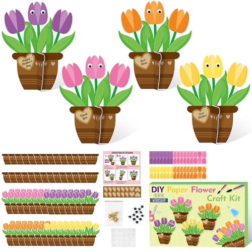 WATINC 28 Pack Spring Tulips Flower Craft Kit, Make Your