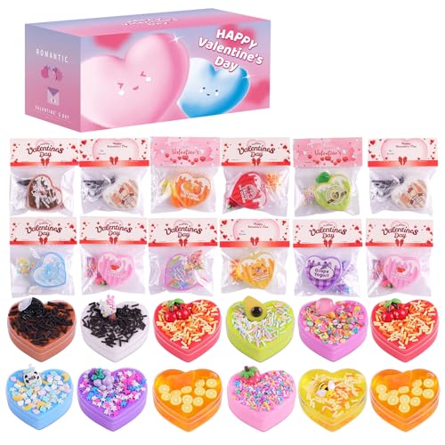 24 Pack Valentines Day Gifts Slime Hearts for Kids Classroom