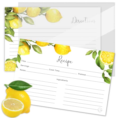 Lemon Recipe Cards 4x6 Double Sided - With Recipe Card