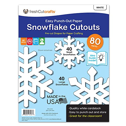 80 Pieces Snowflake Paper Cutouts with IDEA Guide, 2-Sided US