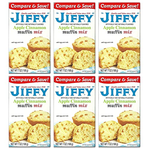 Jiffy Apple Cinnamon Muffin Mix 7-oz Boxes (Pack of 6)