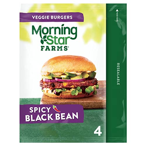 MorningStar Farms Veggie Burgers, Plant Based Protein, Frozen Meal, Spicy