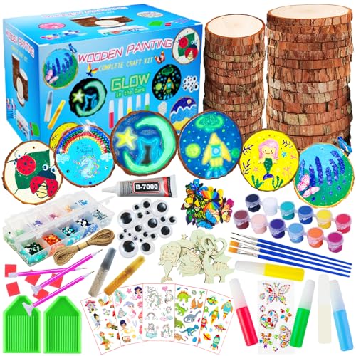 30 Unfinished Wood Slices Craft Activities Kits - Glow in