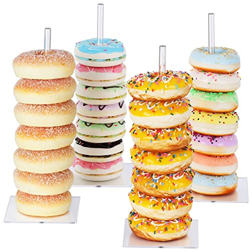 Donut Stand Acrylic 4 Pack, Clear Bagel Holder Stand, Donut