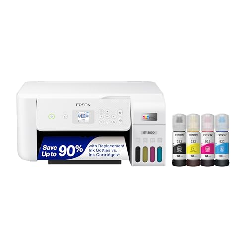 Epson EcoTank ET-2800 Wireless Color All-in-One Cartridge-Free Supertank Printer with