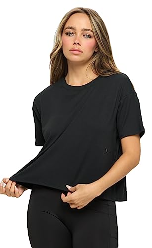 KNIT RIOT Women’s Crop Top – Short Sleeve Soft Boxy