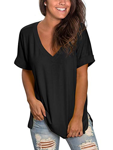 Womens Casual Cute Tops Short Sleeve Summer Shirts Loose Fit