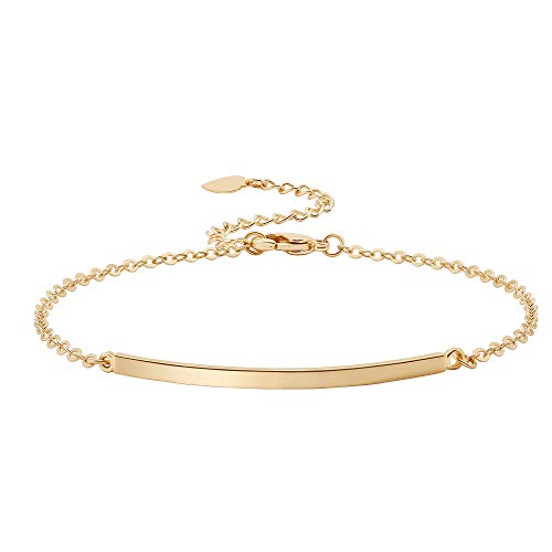 Dainty Gold Bar Bracelet for Women Simple Delicate 18K Gold
