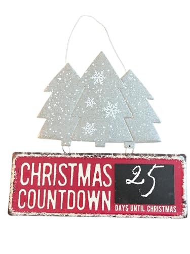 Hanging Christmas Countdown Decorative Sign Chalk Board - Includes Chalk