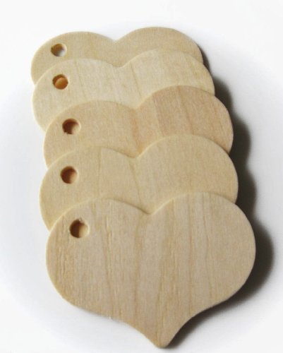 MyCraftSupplies Unfinished Wood Heart Gift Tags Set of 25