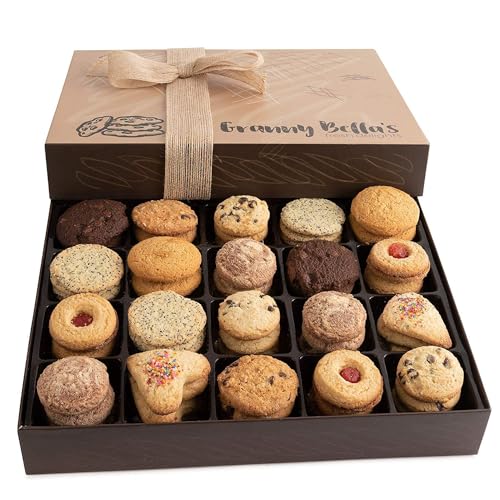 GrannyBellas Christmas Holiday Gift Baskets, 52 Gourmet Cookies Box, Family