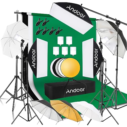 Andoer Professional Softbox Photography Studio Lighting Kit with 3 Color