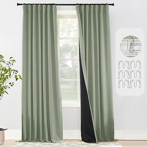 Sage Green Blackout Curtains 84 Inch Length 2 Panels Set