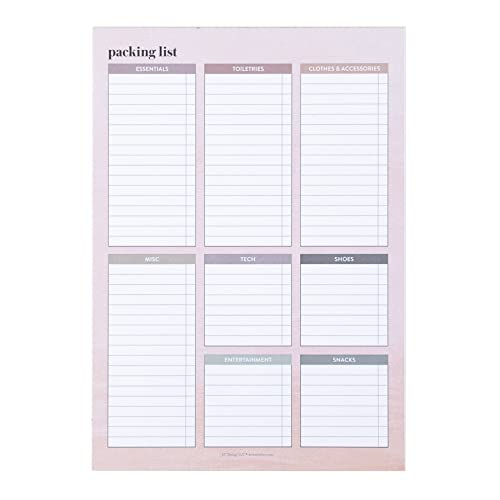 Packing List Notepad. Ensure All Essentials Are Packed. Travel Checklist