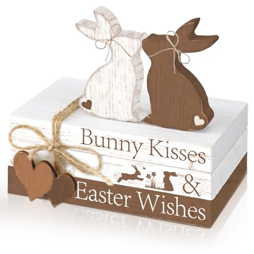 Ferraycle 4 Pcs Easter Table Decor Wooden Sign Happy Easter