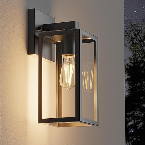 Outdoor Wall Lights, Waterproof Lanterns with Frame and Clear Glass