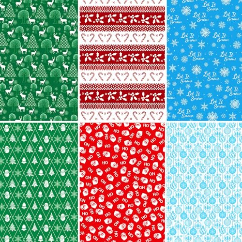 JUNEBRUSHS 90 Pcs Christmas Tissue Paper Elk Christmas Tree Snowflake