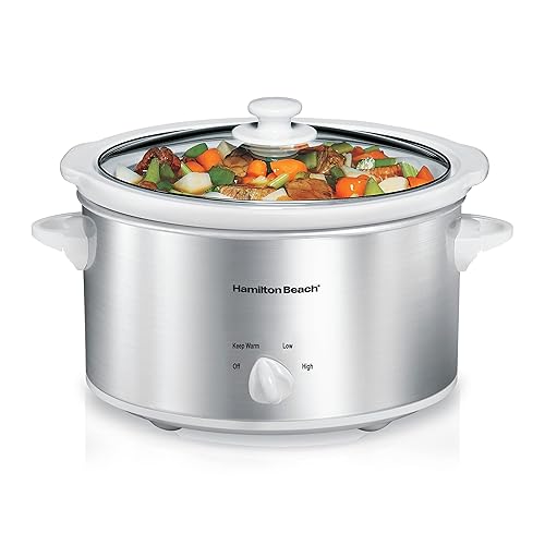 Hamilton Beach 4-Quart Slow Cooker with 3 Cooking Settings, Dishwasher-Safe
