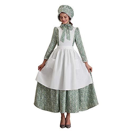 Abaowedding Womens American Pioneer Costume Dress Historical Modest Prairie Colonial