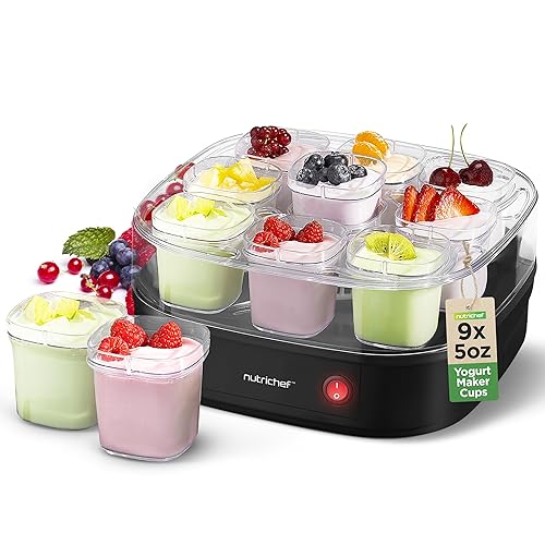 Nutrichef 9 Cup Automatic Yogurt Maker | Includes 9 -