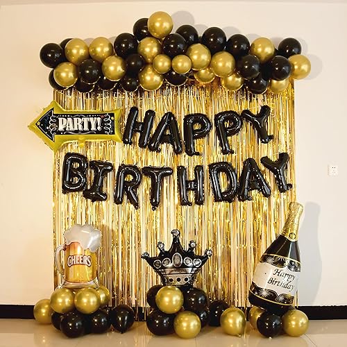 Gold Fringe Curtain,birthday decorations for men,Happy Birthday Banner,happy birthday balloon