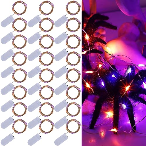 WATERGLIDE 24 Pack Halloween Fairy Lights Battery Operated (Included), 6.5ft