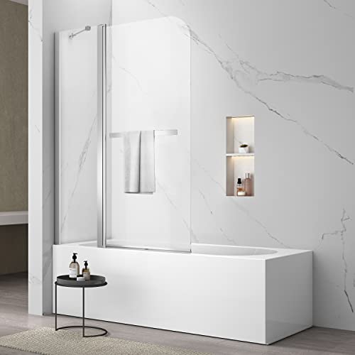 Sunrosa Pivot Tub Shower Door 43-3/8"×58", Bifold Bathtub Shower Door