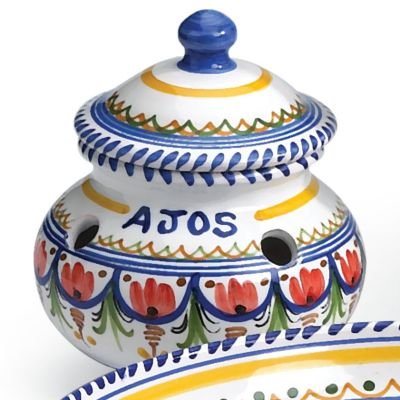 El Puente del Arzobispo Hand Painted Ceramic Garlic Storage Jar