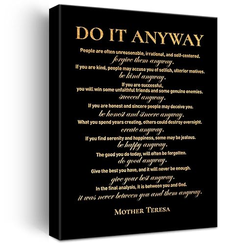 Inspirational Gold Foil Canvas Wall Art Positive Do It Anyway
