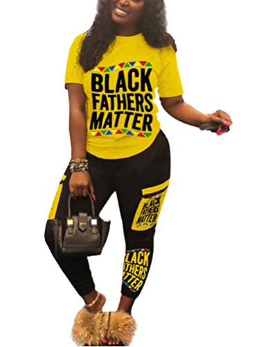 Womens Sexy 2 Piece Sports Outfit Set Black Fathers Matter