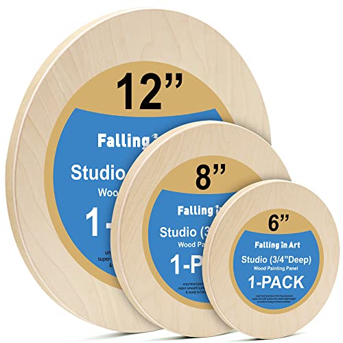 Falling in Art Unfinished Round Birch Wood Panels Kit for