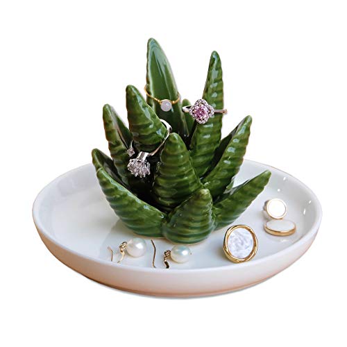PUDDING CABIN Aloe Ring Holder,Cactus Ring Dish,Jewelry Holder Trinket Tray