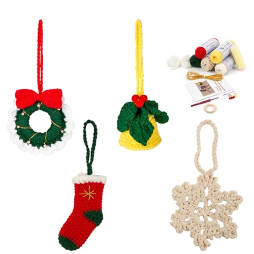Noocro Crochet DIY Complete Kit Christmas Ornament Stocking Wreath Bell