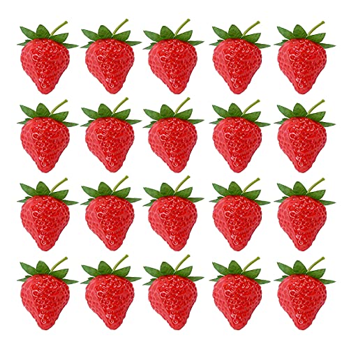 RONRONS 20 Pieces Artificial Strawberry Lifelike Fruit Plastic Strawberries Photography