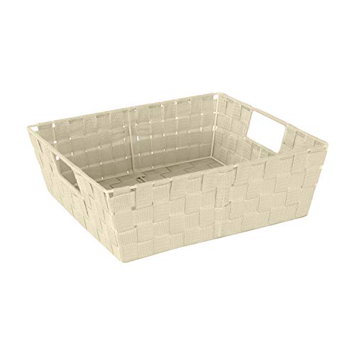 Simplify Large Shelf Woven Strap Tote | Decorative Storage Basket