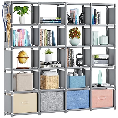 Mavivegue Book Shelf, 20 Cube Storage Organizer, DIY Bookcase, Metal