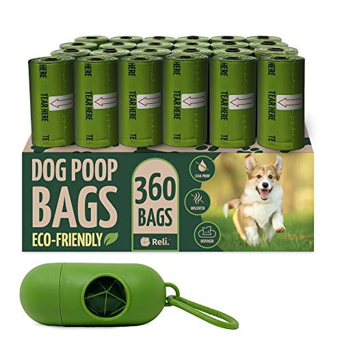 Reli. Biodegradable Dog Poop Bags w/Holder (360 Bags - 24